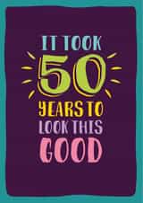 Funny 50th age milestone birthday card for him or her created by The Typecast Gallery