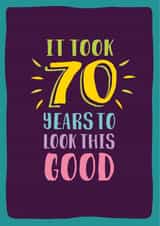 Funny 70th age milestone birthday card for him or her created by The Typecast Gallery