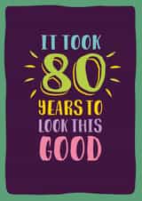 Funny 80th age milestone birthday card for him or her created by The Typecast Gallery
