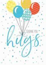 Balloons and Hugs fun card created by Clare Joys