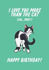 Love you more than the cat funny Birthday card, Pet Owner created by The Marmalade Cat
