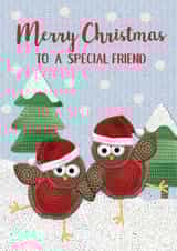 Crochet Robins Christmas card created by Lucy Ledger