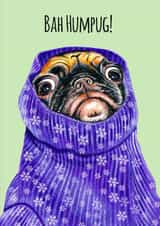 Funny Pug Christmas Card 1000 created by sarahcoxartwork