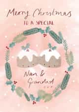 Cute Christmas Pudding card- For Nan and Grandad created by Juniper and Rose Studio