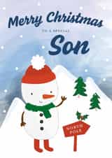 Cute Christmas card- For Son- Snowman theme created by Juniper and Rose Studio