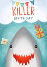 Cute Birthday Card - For Him - Shark created by Claire Lefevre