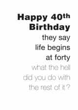 40th 40 Birthday Card 3980 created by Coulson Macleod