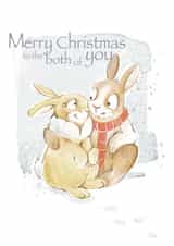 bunny rabbits Christmas Card 24504 created by Deborah Partington