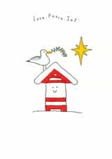 Beach Seaside Christmas Card 15936 created by Emma Cairn Art