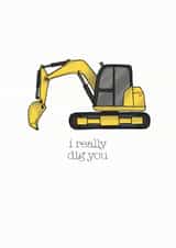 Digger Pun Anniversary Card / Valentines Day Card - I Really Dig You created by Becka Griffin