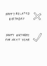 belated late Birthday Card 6659 created by Redback Cards