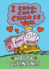 Cute Train Valentine's Day Card - I Choo-Choo-Choose You - The Simpsons created by Hipsteroo