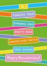 Quirky Anniversary Card for Couple - Colourful and Modern - Team - Duo - Pair created by size3art