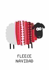Cute - Pun - Feliz Navidad - Fleece Navidad - Fleece Wearing Sheep - Festive - Cosy - Christmas Jumper - Christmas Card created by CoolSource Cards