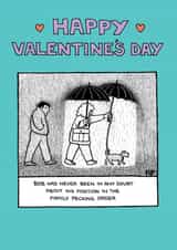 doubt postion Valentines Day Card 24609 created by Off The Leash Cartoons by Rupert Fawcett