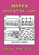 mummys home dogs Valentines Day Card 24613 created by Off The Leash Cartoons by Rupert Fawcett