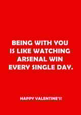 valentines arsenal Valentines Day Card 11186 created by Offside Cards