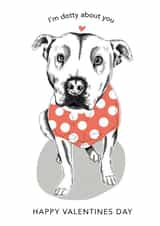 staffy staffie Valentines Day Card 8305 created by Dotty Dog Art
