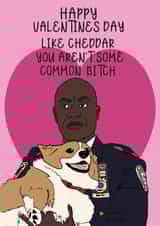 Rude Valentines Day Card - Brooklyn 99 - Like Cheddar You Aren't Some Common Bitch created by Laura Frances Cards