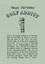 Golf Addict Birthday Card for Golf Lovers. created by Coulson Macleod