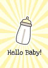Unisex New Baby Card Yellow Baby Bottle created by Little Silverleaf