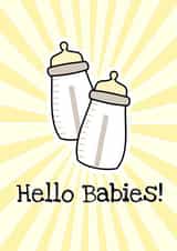 New Babies Multiple Births Card Yellow Baby Bottle created by Little Silverleaf