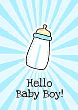 New Baby Boy Card Blue Baby Bottle created by Little Silverleaf