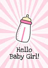 New Baby Girl Card Pink Baby Bottle created by Little Silverleaf