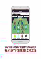 Funny Birthday Card - Fantasy Football Season - Game created by Big Kid