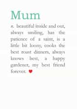 definition inside Mothers Day Card 30752 created by Bombus