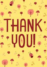 Cute Thank You Card - Mushroom Garden with Ladybugs created by Kay Wolfersperger