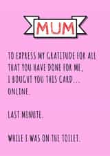 Mother's Day card irreverent, funny created by Kine Cards