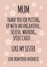 putting up ungrateful Mothers Day Card 15295 created by Tom Spencer