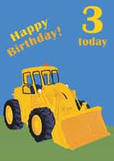 Age 3 birthday digger card created by lovetractors