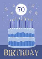 70th Birthday Modern Blue Cake Card created by Dale Simpson