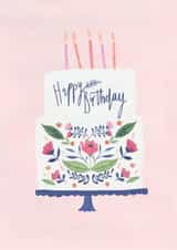 Birthday Cake with Flower Pattern Card - Happy Birthday created by Laura Pantony
