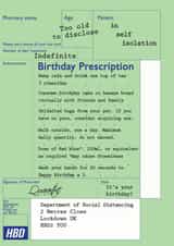 Birthday prescription card created by Hatched Art