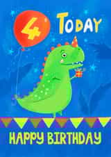 Children's Age 4 Cute Dinosaur Birthday Card created by Dale Simpson