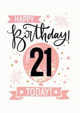 Pink 21st Birthday Card created by Little Red Cherry