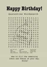 Quarantine/Lockdown Wordsearch Happy Birthday Card created by Funnilyenough