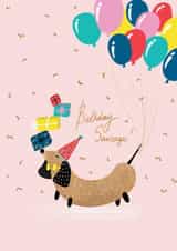 sausage dog Birthday Card 10263 created by Forever Funny