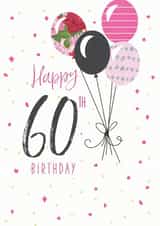 Classic 60th Birthday Card - For Her - Balloons created by Clare Joys