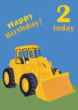 Age 2 birthday digger card created by lovetractors