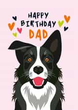 Border Collie Birthday Card for Dad created by Diva Doodle Designs