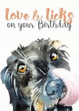 terrier licks Birthday Card 1599 created by Jo Scott Art