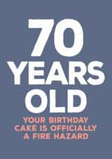 70th fire Birthday Card 13030 created by Paper Plane