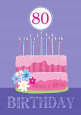 80th Birthday Modern Pink Birthday Cake Card created by Dale Simpson