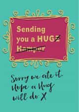 Funny sending you a 'hug' thinking of you card created by The Typecast Gallery