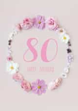 Pink and white flowers 80th birthday card created by Love Lila Photography