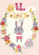 Baby girl card created by Sally Darby Illustration